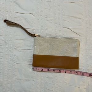 Henri Bendel Cream and Brown Wristlet